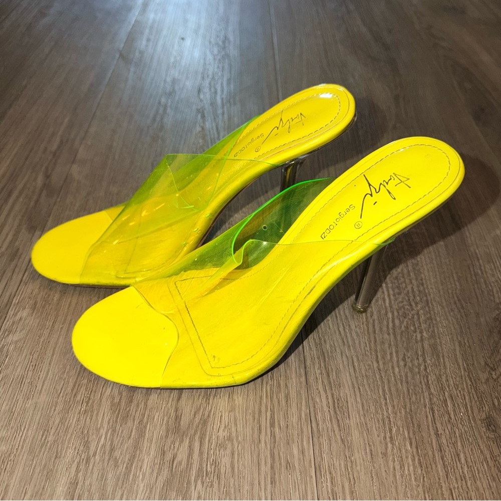Sergio Todzi stunning neon transparent heels, 4 inches heel